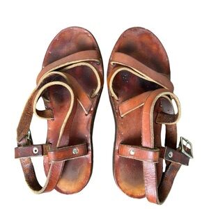 Vintage Handmade Brown Leather Sandals